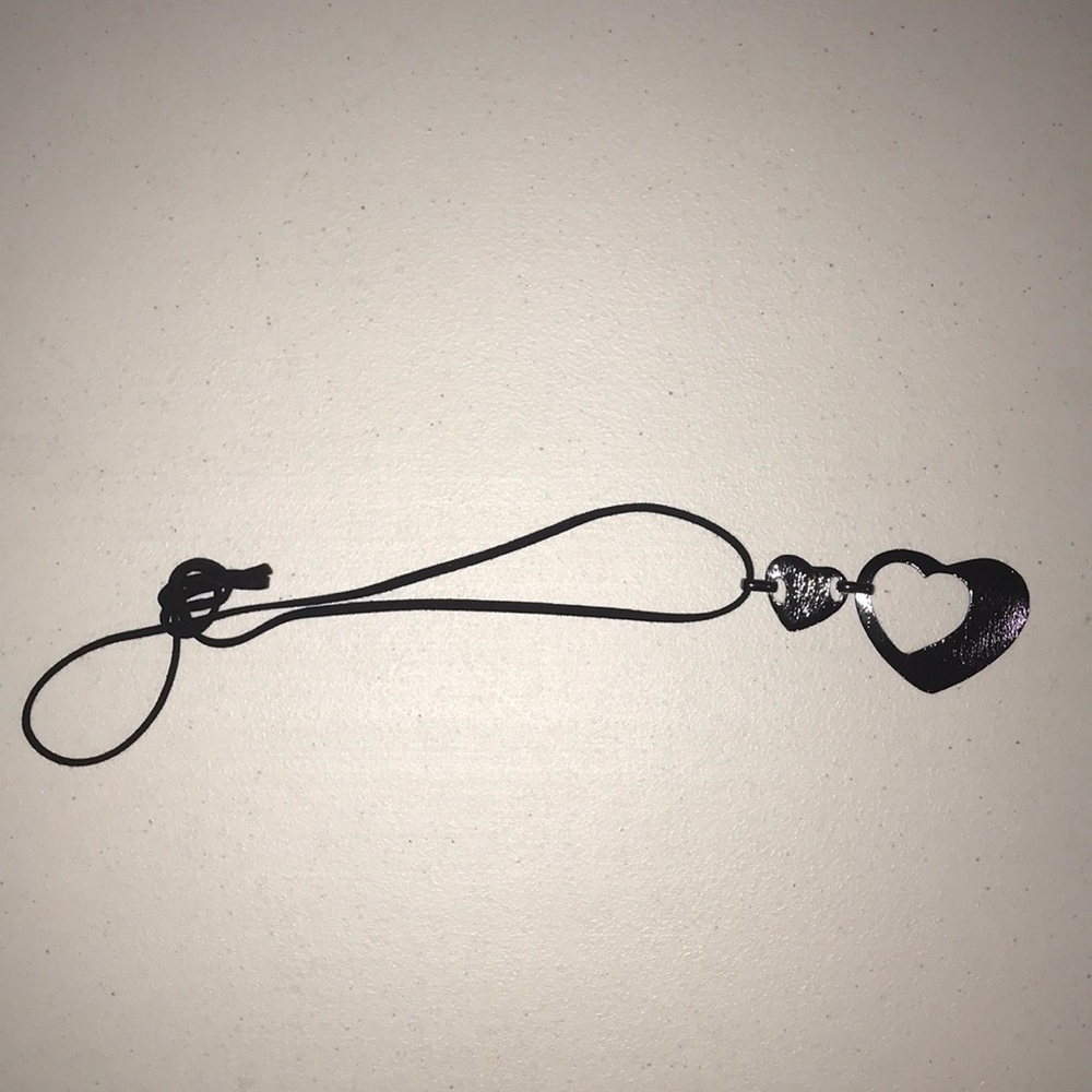 NWOT! Dark gray two hearts necklace for women